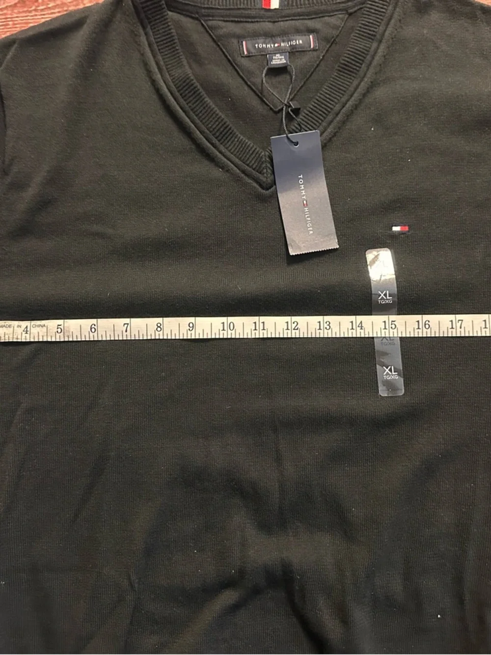 Tommy Hilfiger Men’s Black V-Neck Pullover Sweater